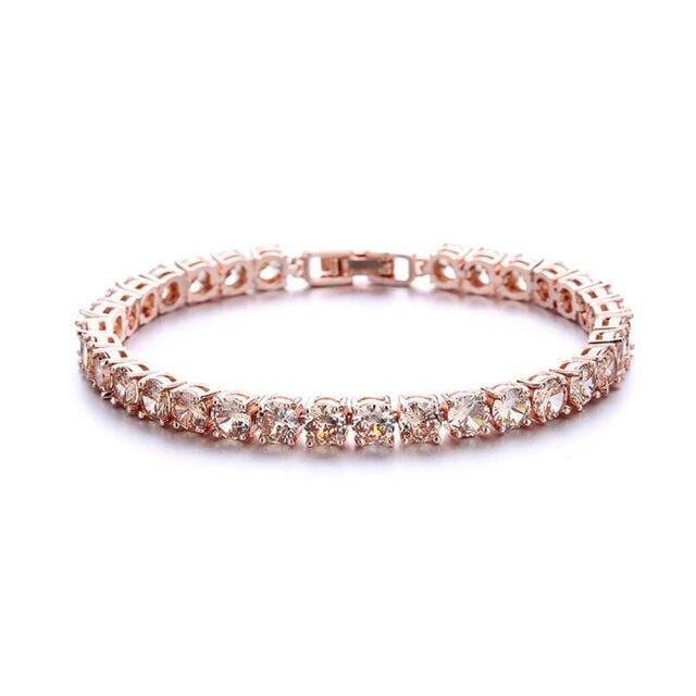 S925 Sterling Zilver Romantisch Roségoud Glitterende Edelsteen Armband white