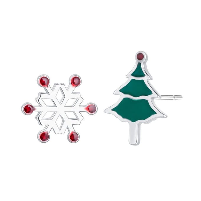 Jomide Kerst oorknoppen Sneeuwvlok/Kerstboom - Zilverkleurig