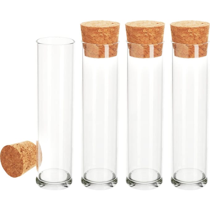 VBS Proefbuis met kurken, 4 stuks - 10 cm