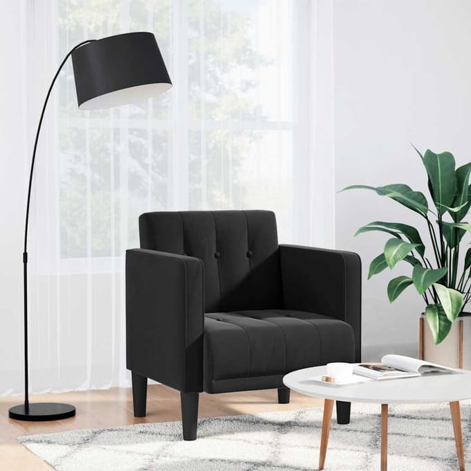 vidaXL - Fauteuil - met - armleuningen - zwart - 53 - cm - fluweel