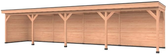 Douglas overkapping, 1200 x 250, met achterwand en zijwand, Westwood Comfort Basic