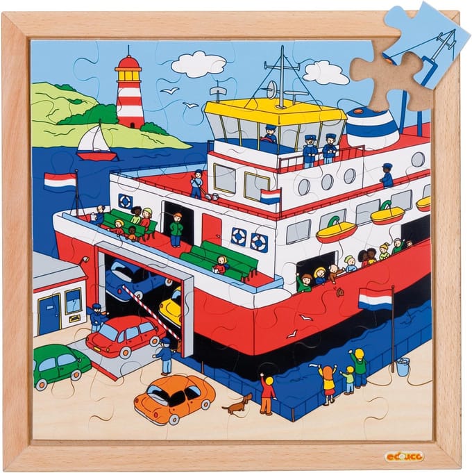 Verkeerspuzzel 34x34cm Veerboot 36 stukjes Educo - Educatief speelgoed