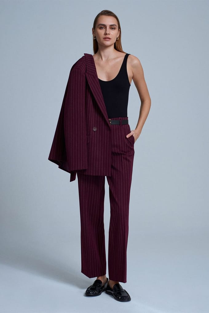 Vrouwen Gestreepte Rechte Tailor Trousers