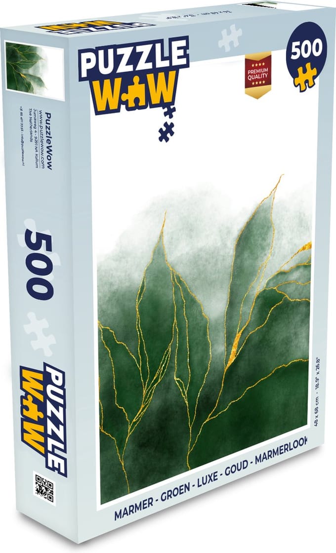Puzzel Marmer - Groen - Luxe - Goud - Marmerlook - Legpuzzel - Puzzel 500 stukjes