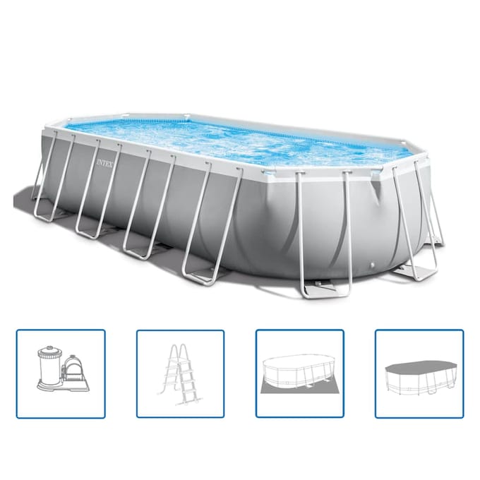 Intex Prism Frame Ovaal Opzetzwembad Set - 610 x 305 x 122 cm met filterpomp