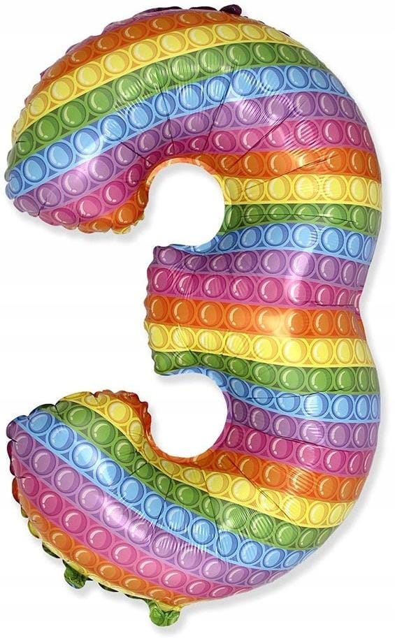 Ballon Feuille Chiffre 3 Trois Pop It Anniversaire 85cm