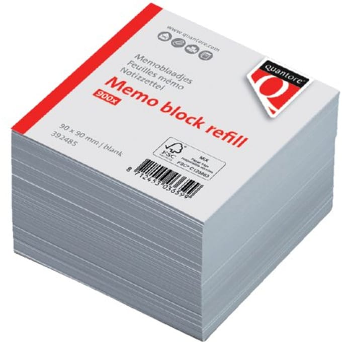 Memoblaadjes Quantore losbladig 90x90x90mm 900 vel