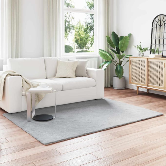 vidaXL - Antislip - vloerkleed - van - imitatie - konijnenbont - OLITE - Grijs