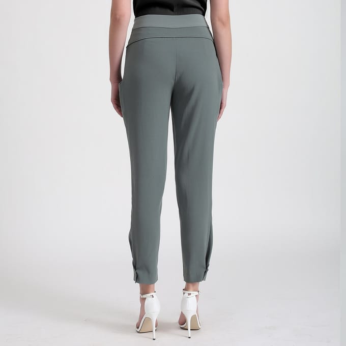 Bi-materiaal taps toelopende broek