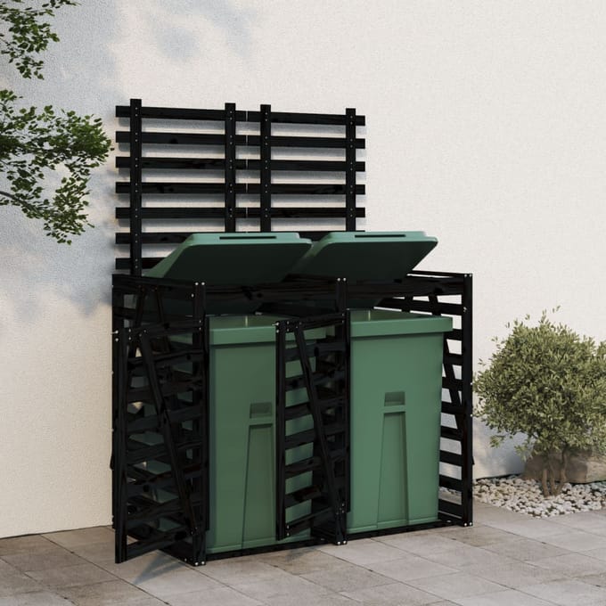 vidaXL - Containerberging - dubbel - massief - grenenhout - zwart