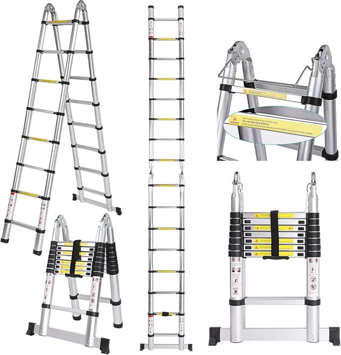Uitschuifbare Telescoopladder Aluminium 5 Meter Multifunctioneel