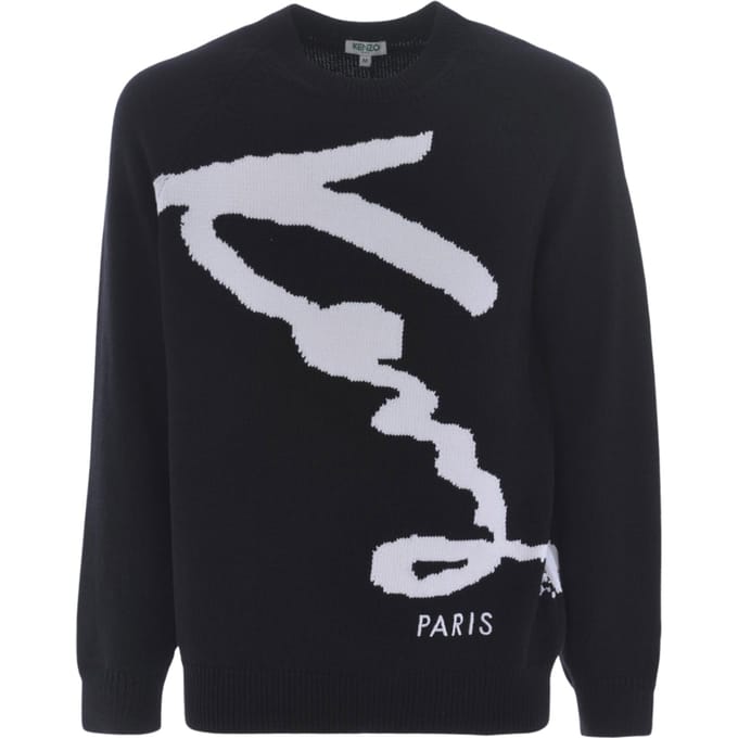 Kenzo Signature Zwarte Gebreide Trui