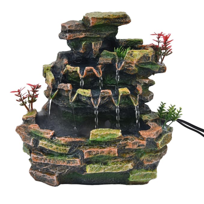 Desktop Fontein Binnen Waterval Rotsenlandschap Elektrische Decoratie met Verstuiver voor Huis Kantoor black
