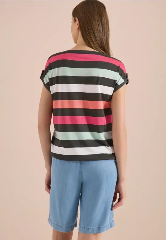 Shirt met ronde hals en omslagdetail