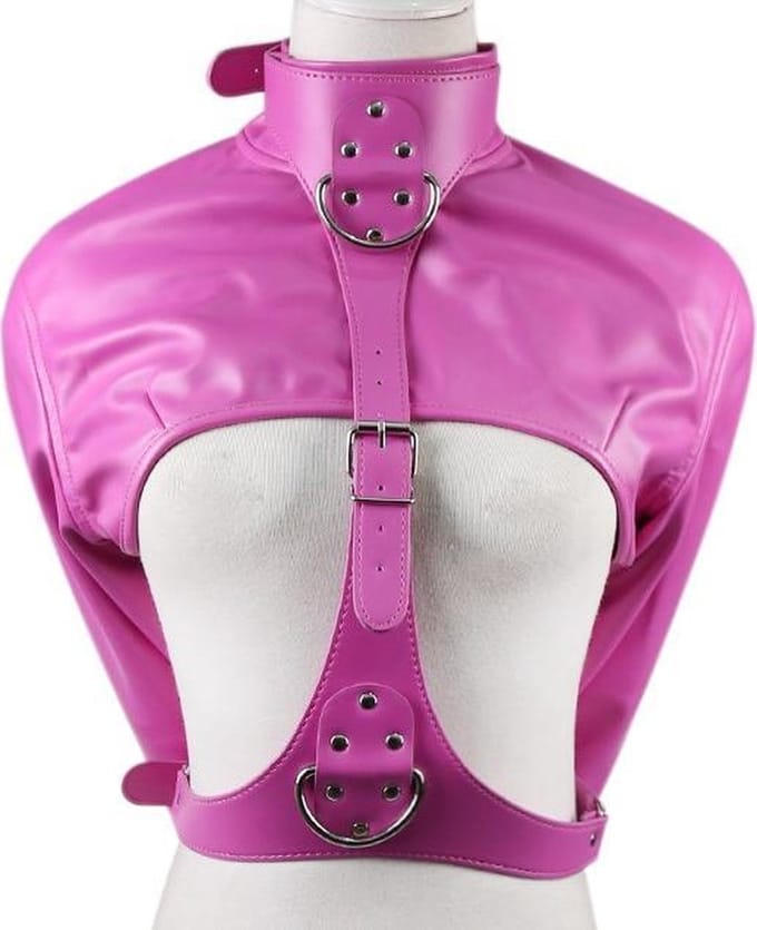 Banoch - Open Breast Straight Jacket Pink - pu leer dwangbuis bondage - Roze