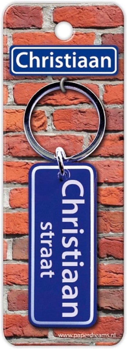 Paper Dreams Sleutelhanger Straatnaam Christiaan 9 Cm Blauw