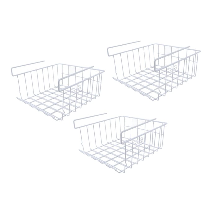 3 stuks Opbergmand voor onder plank IJzer Ruimtebesparend Multifunctioneel Hangend Onder Kast Organizer white
