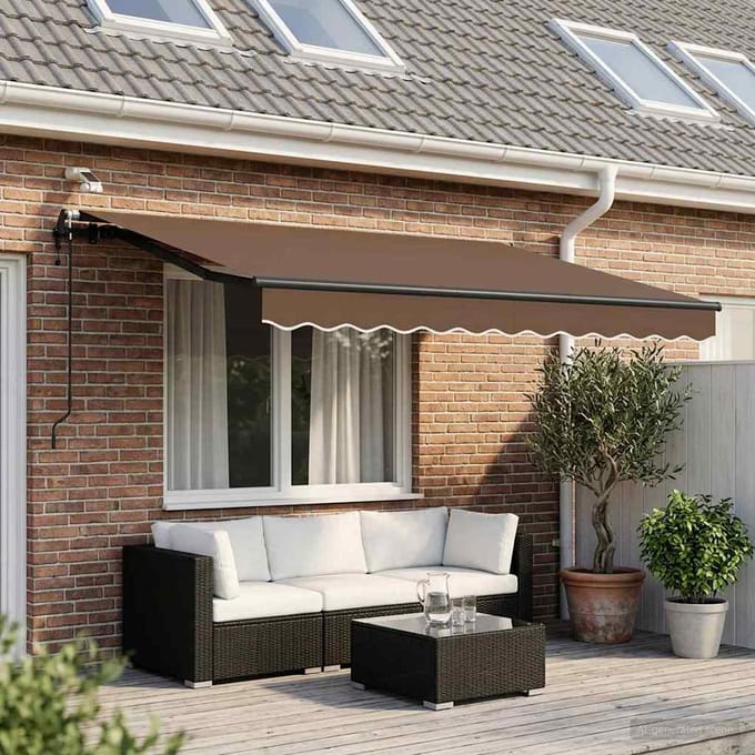 vidaXL - Uitschuifbare - luifel - Taupe - 300 - x - 250 - cm - Polyester