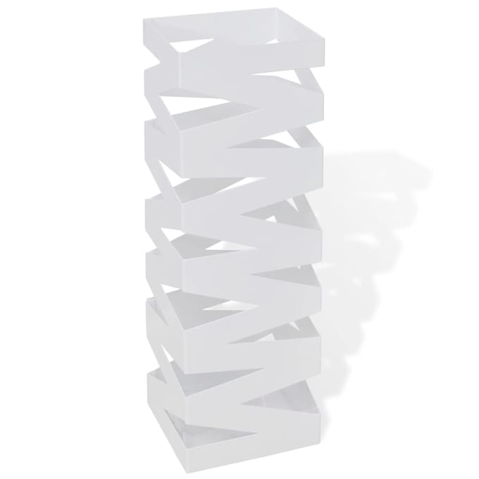 vidaXL - Paraplu- - en - wandelstokhouder - strepen - wit - vierkant - staal - 48,5 - cm