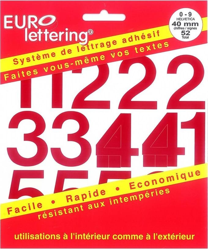 Eurolettering rood - 40 mm cijfers