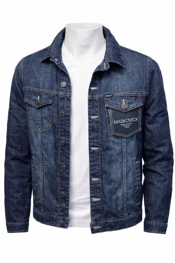 MASKOVICK Heren Spijkerjack – Denim Jack – Dark Used – S – Casual Jeans Jacket