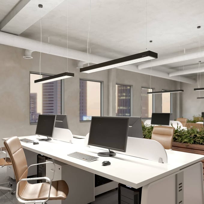 Arcchio Susi LED kantoor hanglamp, zwart, 120cm, 4000K, DALI