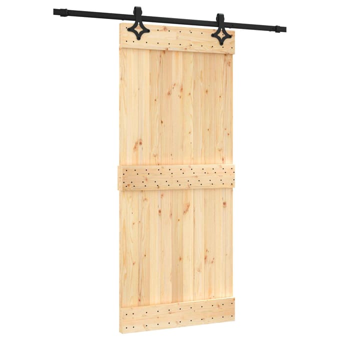 vidaXL - Schuifdeur - 90 - x - 210 - cm - Massief - Pine - Hout - (Onbehandeld)