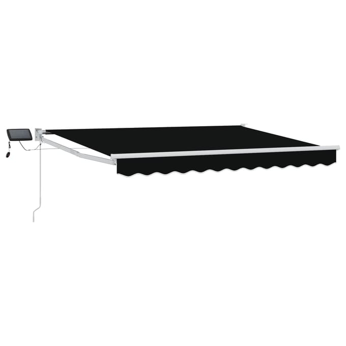 vidaXL - Handbediende - luifel - met - LED's - Zwart - en - Wit - 3 - x - 2,5 - m