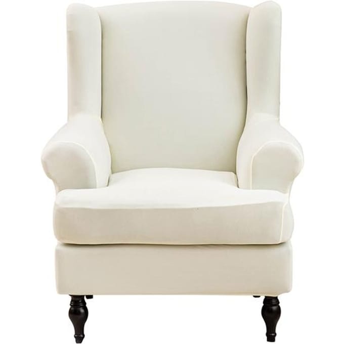 Housse de chaise et repose-pieds à bras incliné King, élastique, aile de canapé, housse Spfa, protection extensible, décoration de la maison 1 Piece white