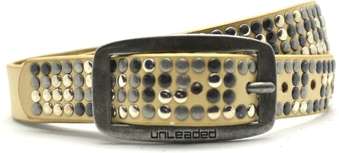 3 cm dames riem Unleaded - ecru studriem - Maat 95 - Totale lengte riem 110 cm