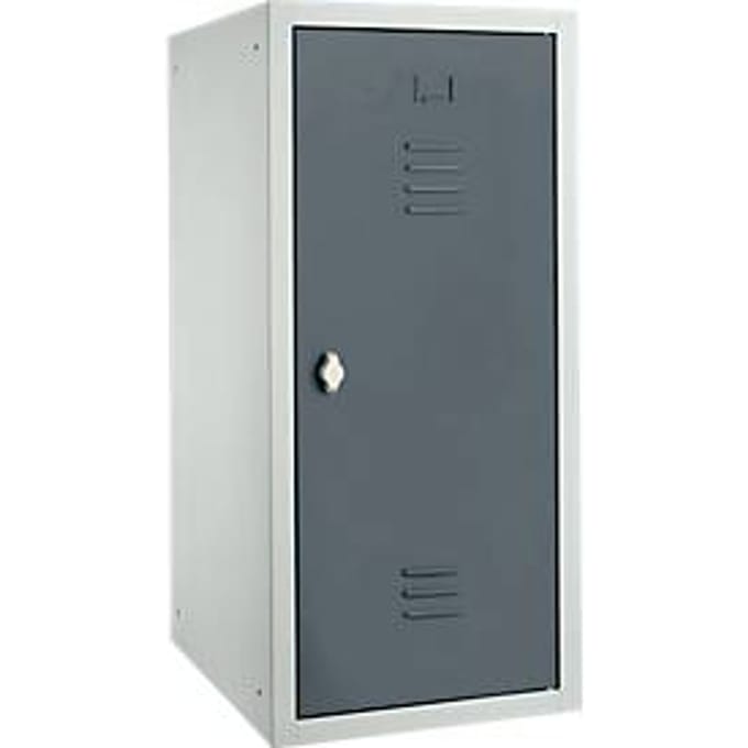 Locker, plaatstaal, B 400 x D 500 x H 1000 mm, veiligheidsslot met draaigrendel, gemonteerd, basaltgrijs