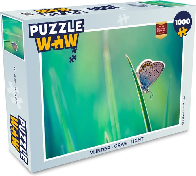 Puzzel Vlinder - Gras - Licht - Legpuzzel - Puzzel 1000 stukjes volwassenen
