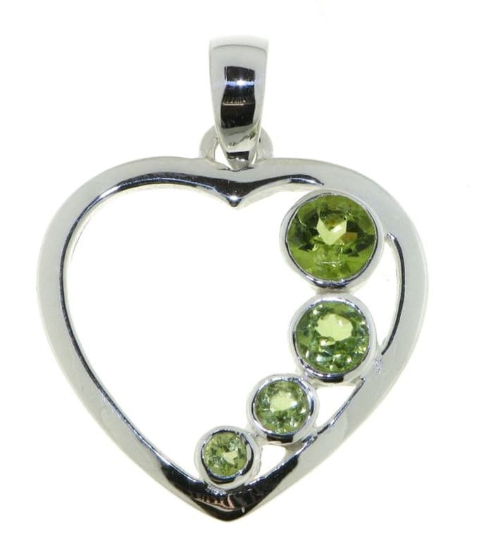 SilverGems Zilveren hart hanger met Peridoot edelstenen