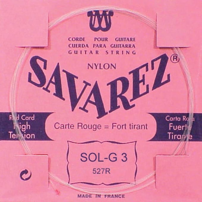 Savarez 527-R G-3 snaar, silverplated nylon (rouge), from 520-F set, hard tension