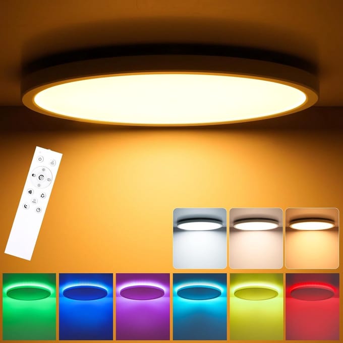 Oraymin LED Plafondlamp 30cm – Backlight RGB – Dimbaar – Afstandsbediening – 3000K-6500K – Rond Design