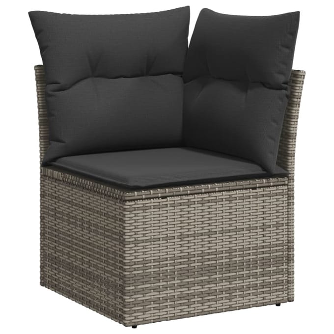 vidaXL - 10-delige - Loungeset - met - kussens - poly - rattan - grijs
