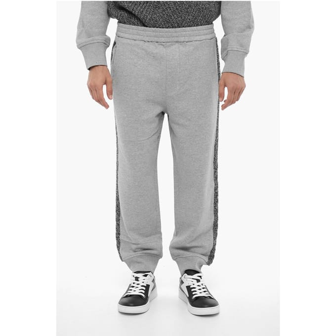 Losse joggingbroek met wollen zijbanden in grijs