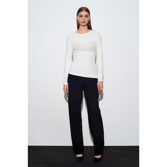 Slim Fit Langarm Jersey Blouse