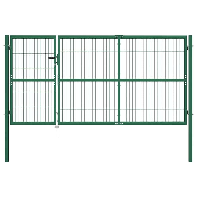 vidaXL Tuinhek met palen 350x140 cm staal groen