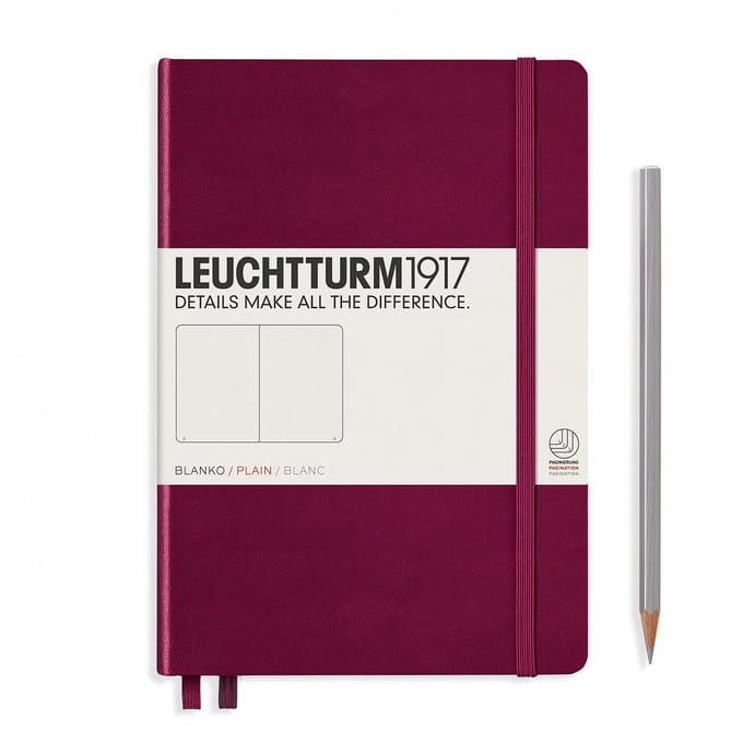 Leuchtturm1917 A5 Medium Notitieboek Hardcover Blanco Port Red