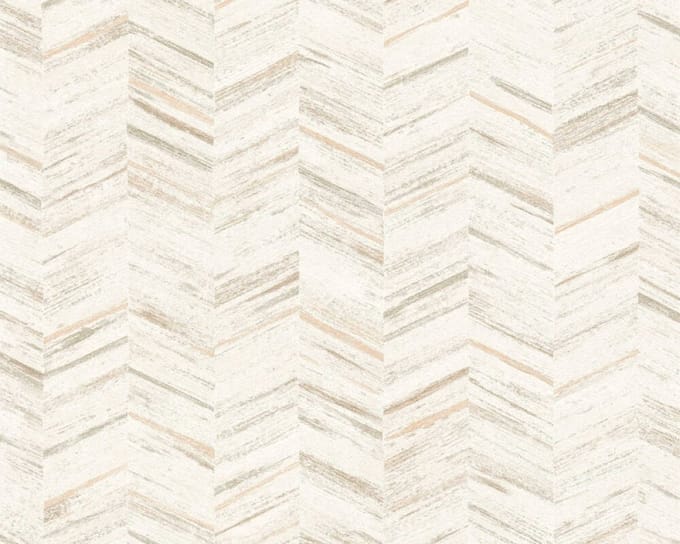 VISGRAAT BEHANG | Modern - beige wit creme - A.S. Création Geo Effect