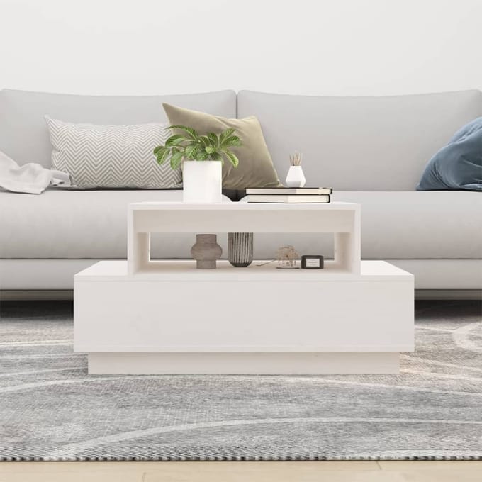 vidaXL - Salontafel - 80x55x40,5 - cm - massief - grenenhout - wit