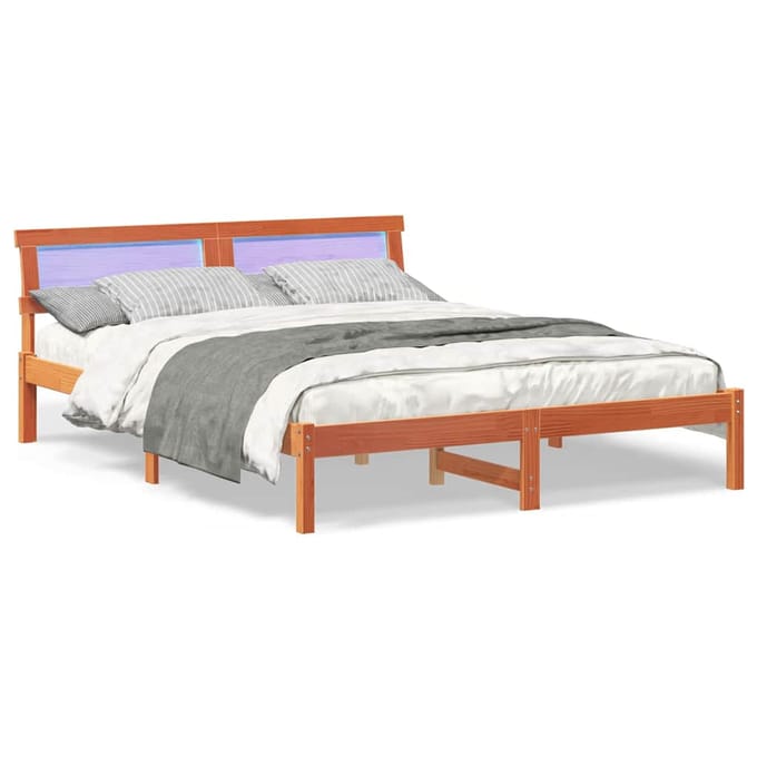 vidaXL - Bedframe - Wasbruin - 160 - x - 200 - cm - Massief - grenenhout