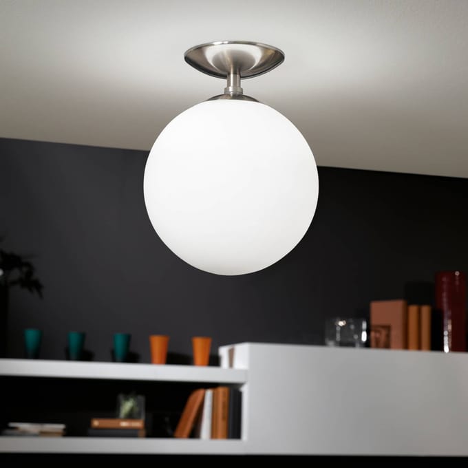 EGLO Rondo - Plafondlamp - 1 Lichts - Ø250mm. - Nikkel-Mat - Wit