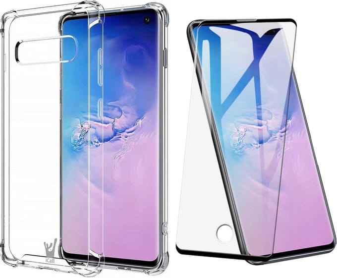 Hoesje geschikt voor Samsung Galaxy S10 - Screen Protector FullGuard - Back Cover Case ShockGuard Transparant & Screenprotector