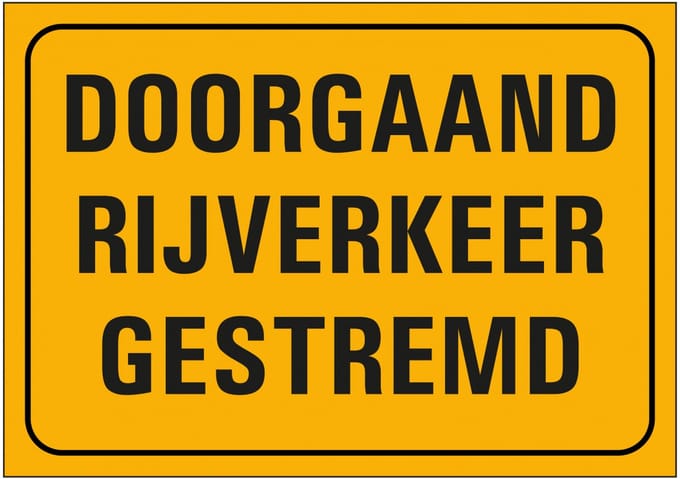 Doorgaand rijverkeer gestremd sticker 148 x 210 mm