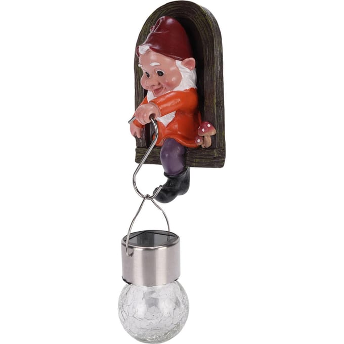 Tuinkabouter Boomknuffelaar Beeld met Zonnelicht Schattig Hars Kabouter Figuur Tuindecoratie brown