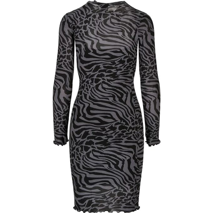 Urban Classics - AOP Double Layer Korte jurk - S - Grijs/Zwart