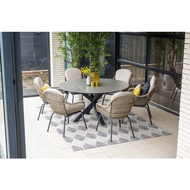 Garden Impressions Lowland tafel Ø150 cm carbon black centostone napoli sand