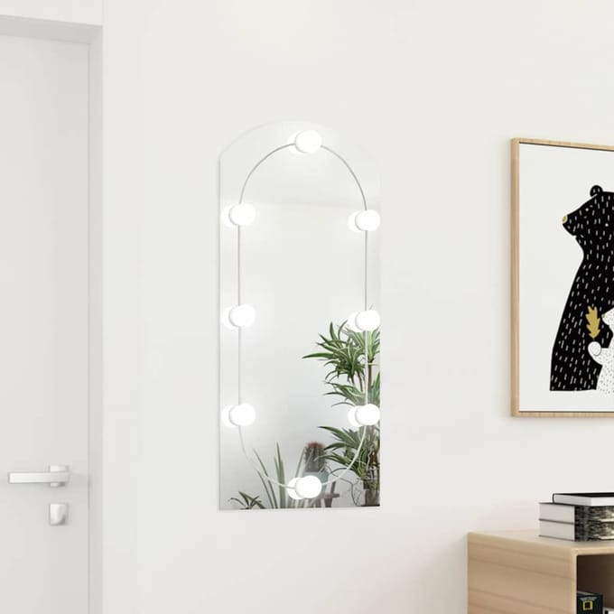 vidaXL - Spiegel - met - LED-verlichting - boog - 90x45 - cm - glas